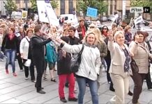 Profsąjungų mitinge už savo teises kovojo 40 uteniškių