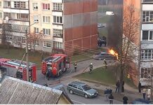 Utenoje ugnis apgadino lengvąjį automobilį