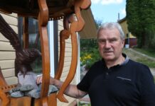 Savamokslio medžio drožėjo sukurtos grožybės apsigyveno jo kieme