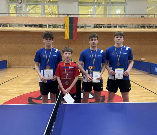 Utenos jauniai iškovojo bronzą Lietuvos komandiniame stalo teniso čempionate
