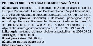 Politinio skelbimo skaidrumo pranešimas