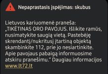 Gyventojai įspėjami apie galimą oro pavojų: ragina išlikti ramiems