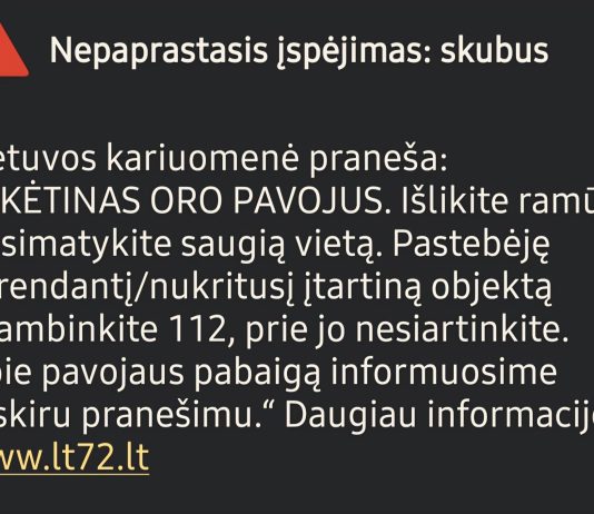 Gyventojai įspėjami apie galimą oro pavojų: ragina išlikti ramiems
