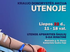 Utenoje – kvietimas prisijungti prie kraujo donorystės akcijos